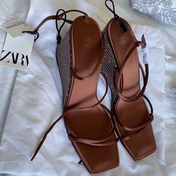 Zara limited edition rhinestones platform heeled sandal - Picture 6 of 9